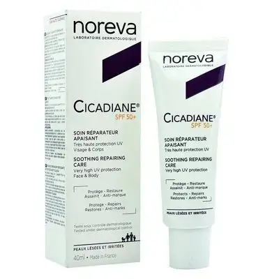 NOREVA CICADIANE SPF 50+ SOOTHING REPAIRING CARE - 40 ML//نوريفا سيكاديان عامل حماية من الشمس 50+ - لتهدئة وإصلاح البشرة - 40 مل