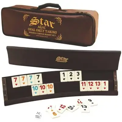 Okey Star Curved Original Wooden Rummy Set