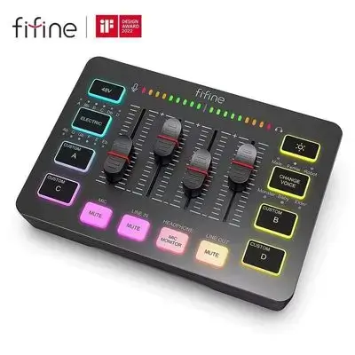 FIFINE AmpliGame SC3 Gaming Audio Mixer with RGB