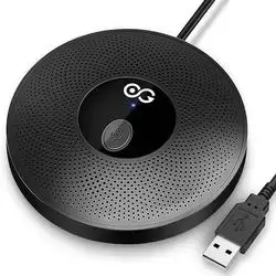 USB Conference Microphone, Omnidirectional Plug and Play Desktop Computer Microphone with Mute Button, Portable Condenser Mic for PC Laptop, Ideal for Business Meeting, Compatible with MacOS Windows