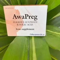 Awapreg ferrous sulphate&folic acid Iron supplement 30 capsul (awamedica)