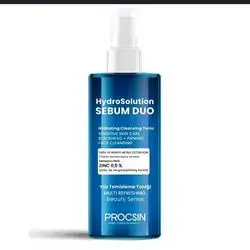 hydrosolution sebum duo hydrating cleancing tonic spray , for oily and acne prone skin helps clean and tighten your skin with the supplrmrntsry zinc ingredient 200ml _ procsin
