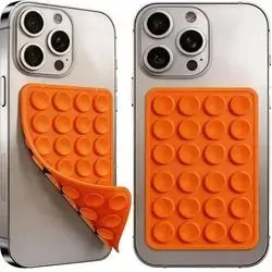 Silicone Double Sided Suction Phone Holder orange