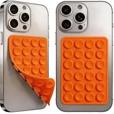 Silicone Double Sided Suction Phone Holder orange