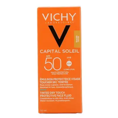 Capital Soleil 50 SPF Anti-Brilliance Mattifying Tinted Dry Touch Face Fluid واقي شمس ملون مات سائل