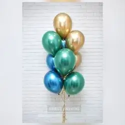 Gold, Turquoise & Blue Standard Helium Balloon Group – 8 Balloons
