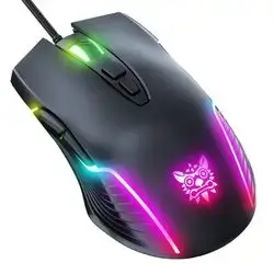 ONIKUMA CW905 Wired Gaming Mouse with RGB Lighting, 6400 DPI, 7 Buttons, USB Connection, and 1.5m Cable - Black
