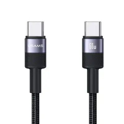USAMS SJ724 60W USB-C / Type-C to USB-C / Type-C Aluminum Alloy Data Cable, 1.2m