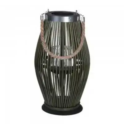 Lantern Bamboo 21X38Cm Green