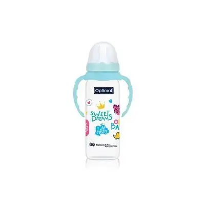 Narrow Neck Feeding Bottle 240ml (+6) with Handle - Blue