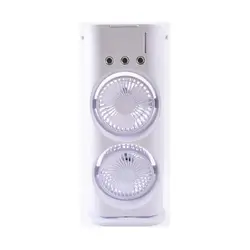 white, portable double-ended desk fan