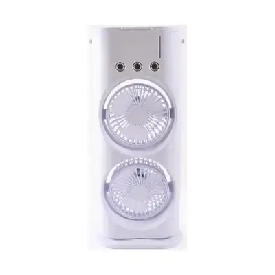 white, portable double-ended desk fan