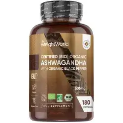 Organic Ashwagandha With Black Pepper 180 Capsules 605mg