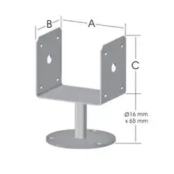 Pergola Post Bases - U Form 80 mm