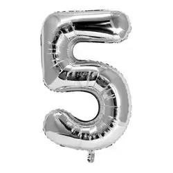 Silver Number 5 Helium Balloon