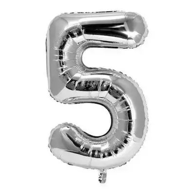 Silver Number 5 Helium Balloon