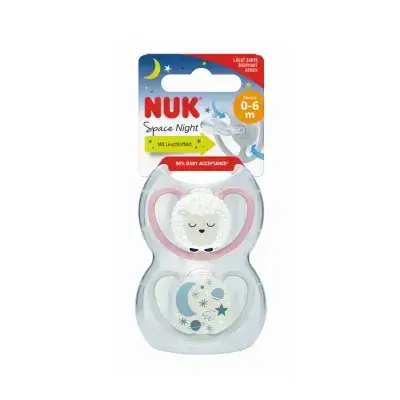 NUK Space Night Soother Sheep 0-6 Months (2 Pack)