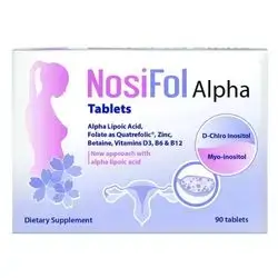 nosifol alpha tablets alpha lipoic acid , folate as quatrefolic ,zinc ,betaine , vitamin d3 ,b6 , b12 90 tablets