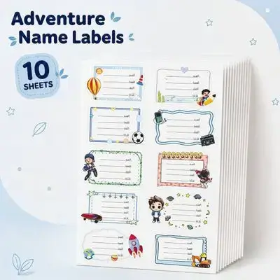 Book & Notebook Name Labels – 10 Sheets • 100 Stickers