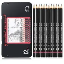 12pcs Sketch Pencil Set 8B, 7B, 6B, 5B, 4B, 3B, 2B, B, HB, F, H, 2H, Ideal For Drawing Art, Sketching, Shading, Artist Pencils For Beginners & Pro Art