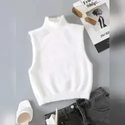 INAWLY Mock Neck Fuzzy Knit Top - Small