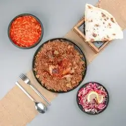 Biryani And 1 Pc Of Grilled Chicken And Bean Broth And Salad