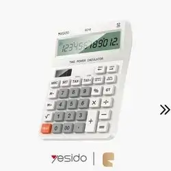 Yesido EC10 Dual Power Desk Calculator 12-Digit Large LCD Display Dual Solar & Battery - White