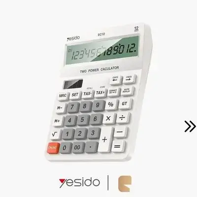 Yesido EC10 Dual Power Desk Calculator 12-Digit Large LCD Display Dual Solar & Battery - White