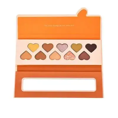 Heart Shape Eyeshadow Palette featuring warm-toned mattes, shimmers, and glitter finishes.