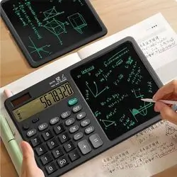12 Digits Desktop Calculator with Large Hand-Writing LCD Notepad. Solar Powered Standard Function Calculator for Office, School, Home