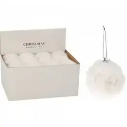 Koopman Xmas Ball 80Mm Faux Fur White