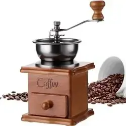 Portable Manual Coffee Grinder with Ceramic Burr & Wooden Handle