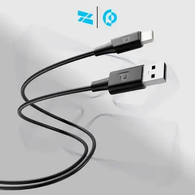 Powerology USBA to USB-C TPE Jacket OverMolded Cable 2 Meter - Black