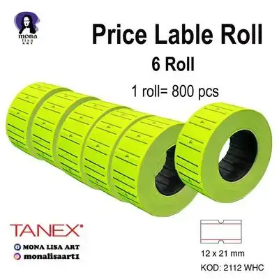 Tanex Price Label Roll (6 Rolls) yellow