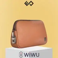 WiWU Alpha Fingerprint Lock Clutch Bag - Brown