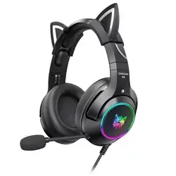 ONIKUMA K9 Wired Gaming Headset – Black (RGB Lighting, Built-in Mic, USB & 3.5mm, 2.2m Cable)