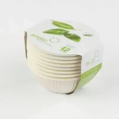 Small round colored plate, 12 pieces