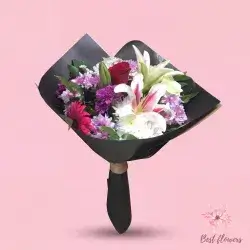 Bouquet Flowers- Purple&White&Red