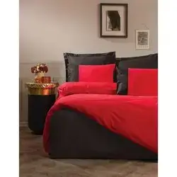 Asir Cotton Box Plain Claret Red And Black Single. Person Linen Fitted