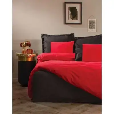 Asir Cotton Box Plain Claret Red And Black Single. Person Linen Fitted