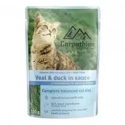 Carpathian Pet Food Veal Duck Canned Food For Cats With Veal And Duck In Sauce 100g