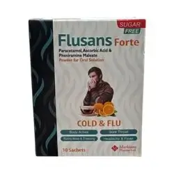 Flusans Forte Free Sugar Cold & Flu Sachets 