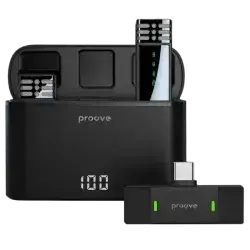 Wireless Microphone System Proove Record (Type-C+Lightning) Color Black Connector Type-C, Lightning