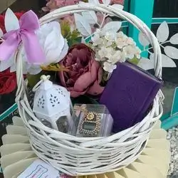 Quran, Rosary, Lamp And Bouquet Of Flowers