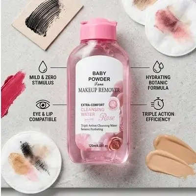 Baby Powder Fana Makeup Remover Rose Cleansing Water Face , Lip & Eye (120ml)