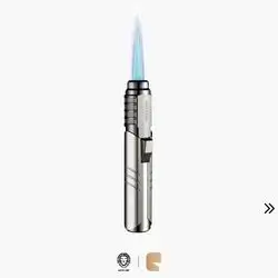 Green Lion Jet Flame Windproof Refillable Lighter High-Temperature 1300°C Torch with Safety Lock - Silver