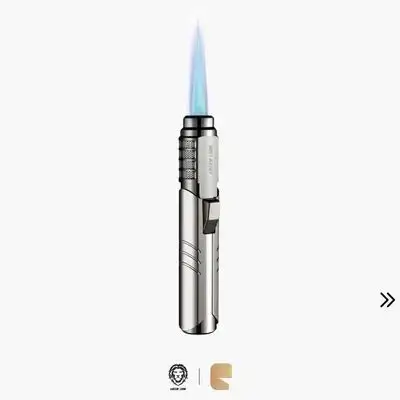 Green Lion Jet Flame Windproof Refillable Lighter High-Temperature 1300°C Torch with Safety Lock - Silver