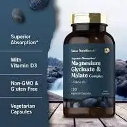 Tahoe Nutritionals Magnesium Glycinate and Malate Complex | with Vitamin D3 | 120 Capsules | Superior Absorption | Non-GMO and Gluten Free Formula