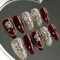 Hot Girl Style 10-Piece Set, Medium And Long Almond-Shaped Cherry Laser Chain Medium Size