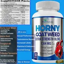 Horny Goat Weed 1364mg Extra Strength, Maca, Tongkat Ali, Tribulus, L-Arginine, Ginseng, Boost Performance, Libido, Sexual performance and desire, Stamina, Energy, testosterone booster, Made in USA, GMP, minimum 10% icariins, 90 Capsules horny goat weed 